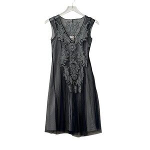 NWT Solitaire Embroidered Mesh Lace Midi Dress Sz. S